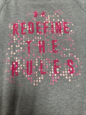 Under Armour Heat Gear Girls Gray & Pink Graphic Tee, Redefine The Rules, L